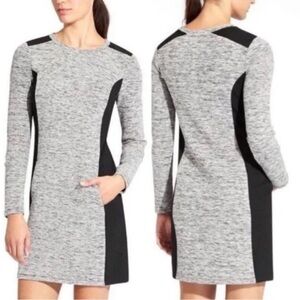 Athleta Cool Down Loungewear Long-sleeve Color Block Dress in Grey & Black - XS‎